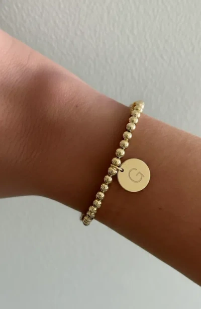 Cuffed By Nano Classic Initial Coin 14k Gold Filled Bead Bracelet In Gold