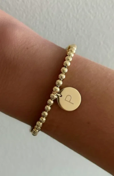 Cuffed By Nano Classic Initial Coin 14k Gold Filled Bead Bracelet In Gold
