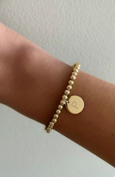 Cuffed By Nano Classic Initial Coin 14k Gold Filled Bead Bracelet In Gold