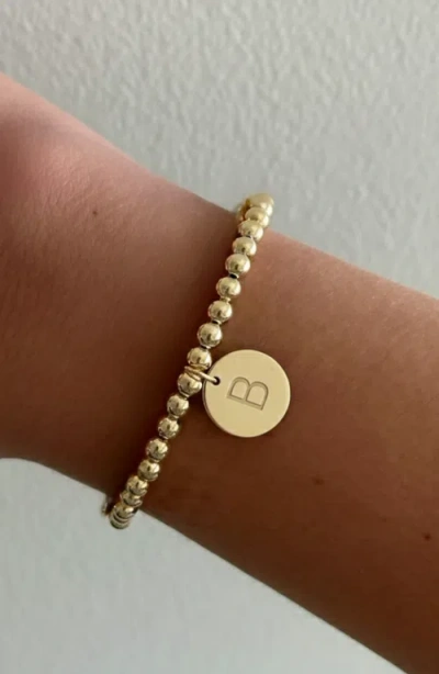 Cuffed By Nano Classic Initial Coin 14k Gold Filled Bead Bracelet In Gold