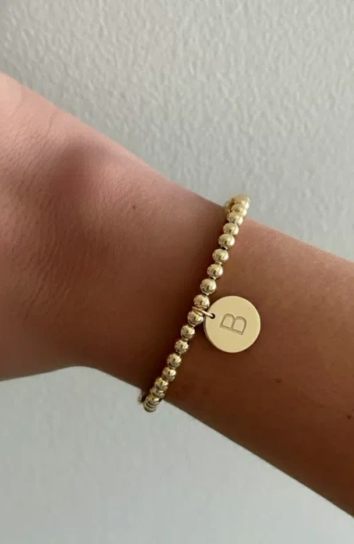 Cuffed By Nano Classic Initial Coin 14k Gold Filled Bead Bracelet In Gold