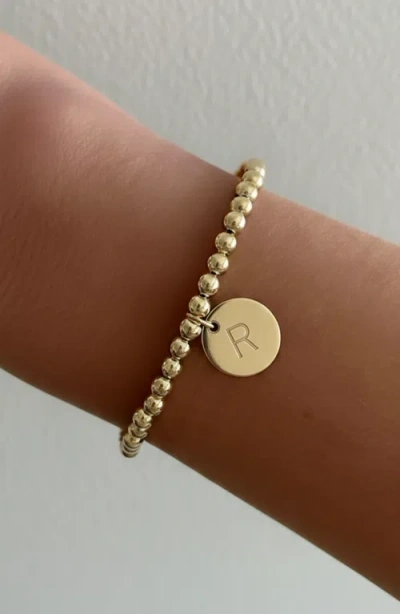 Cuffed By Nano Classic Initial Coin 14k Gold Filled Bead Bracelet In Gold