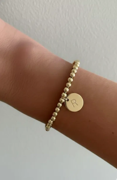 Cuffed By Nano Classic Initial Coin 14k Gold Filled Bead Bracelet In Gold