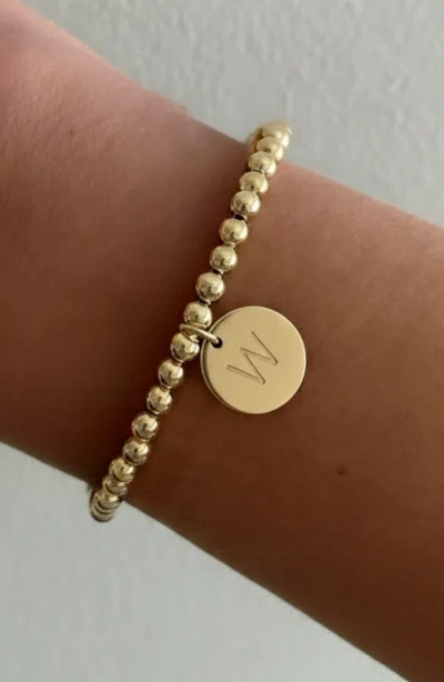 Cuffed By Nano Classic Initial Coin 14k Gold Filled Bead Bracelet In Gold