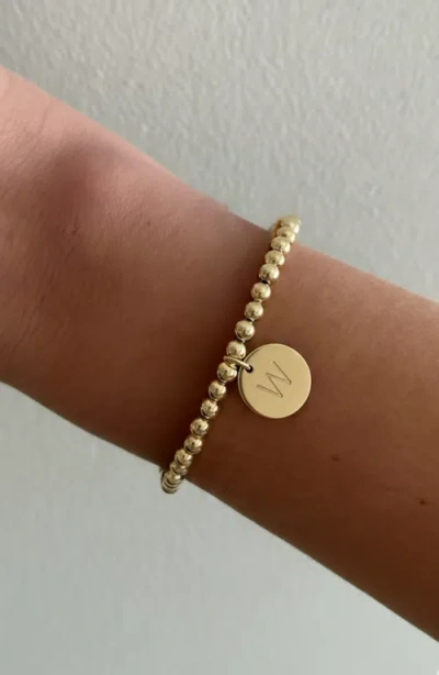 Cuffed By Nano Classic Initial Coin 14k Gold Filled Bead Bracelet In Gold