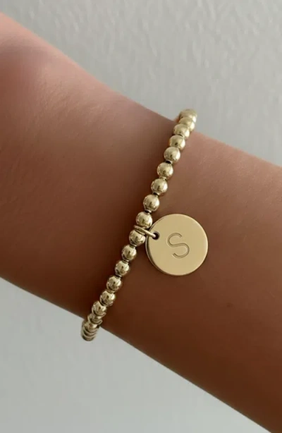 Cuffed By Nano Classic Initial Coin 14k Gold Filled Bead Bracelet In Gold