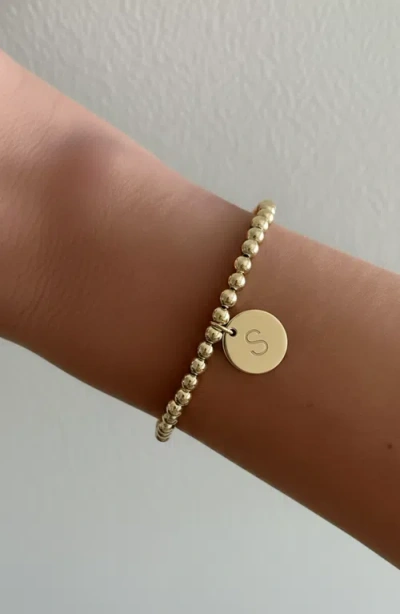 Cuffed By Nano Classic Initial Coin 14k Gold Filled Bead Bracelet In Gold