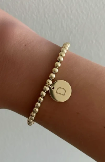 Cuffed By Nano Classic Initial Coin 14k Gold Filled Bead Bracelet In Gold