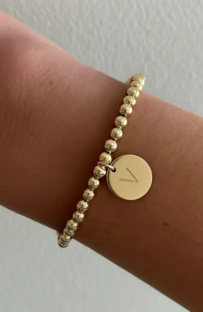 Cuffed By Nano Classic Initial Coin 14k Gold Filled Bead Bracelet In Gold