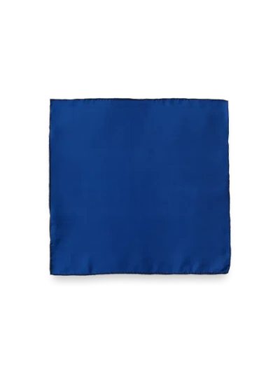 Paul Fredrick Solid Silk Pocket Square In Blue