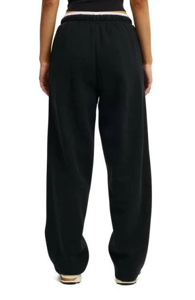 Cotton On Body Active Plush Double Waistband Sweatpant In Black
