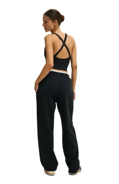 Cotton On Body Active Plush Double Waistband Sweatpant In Black
