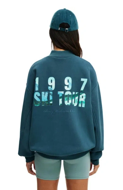 Cotton On Body Active Plush Mock Neck Sweatshirt In Blue