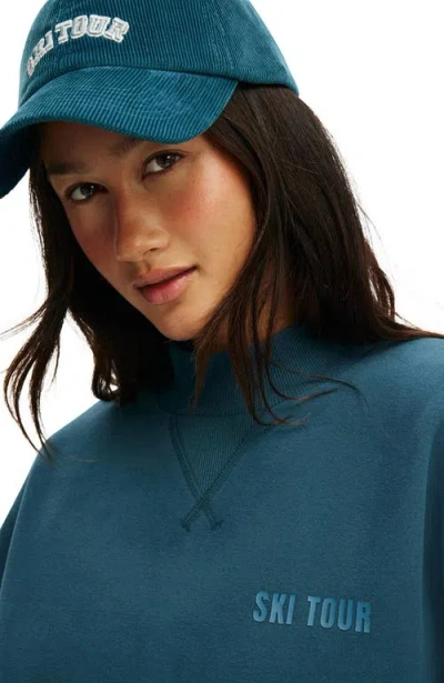 Cotton On Body Active Plush Mock Neck Sweatshirt In Blue