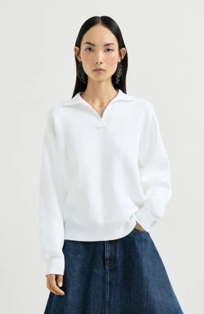 Brunello Cucinelli Double Knit Polo Shirt In White