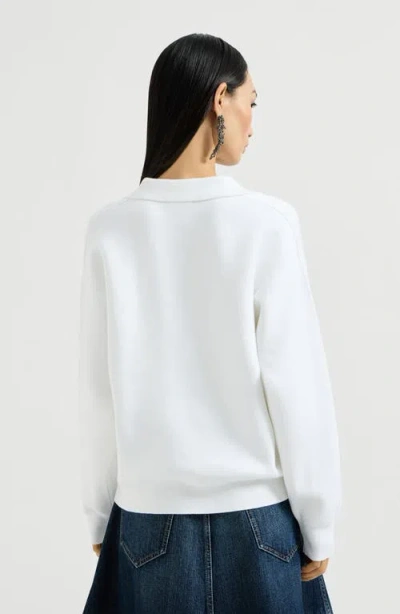 Brunello Cucinelli Double Knit Polo Shirt In White