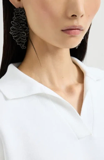 Brunello Cucinelli Double Knit Polo Shirt In White