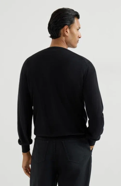 Brunello Cucinelli Cashmere And Silk Lightweight Sweater In Black