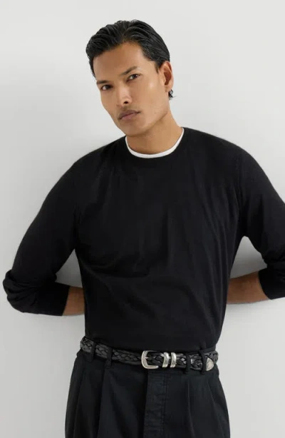Brunello Cucinelli Cashmere And Silk Lightweight Sweater In Black