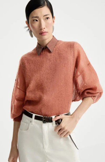 Brunello Cucinelli Mohair And Wool Sweater In Brown
