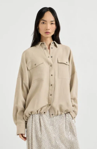 Brunello Cucinelli Patch-pocket Twill Shirt In Neutral