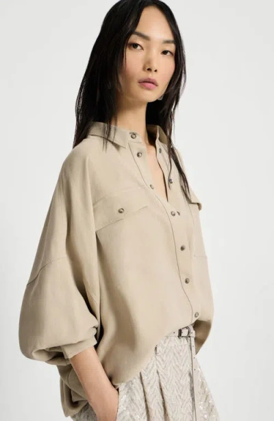 Brunello Cucinelli Patch-pocket Twill Shirt In Neutral