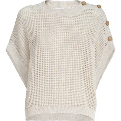 Brunello Cucinelli Buttoned Open-knit Top In Neutral