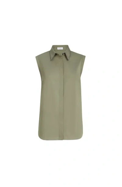 Brunello Cucinelli Poplin Sleeveless Shirt In Green