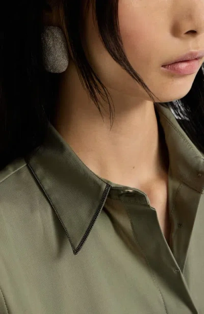 Brunello Cucinelli Poplin Sleeveless Shirt In Green