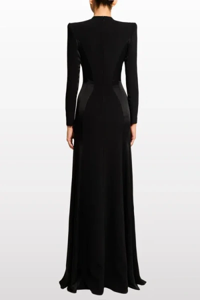 Jenny Packham Ghost Orchid Embellished Long-sleeve Maxi Dress In Black