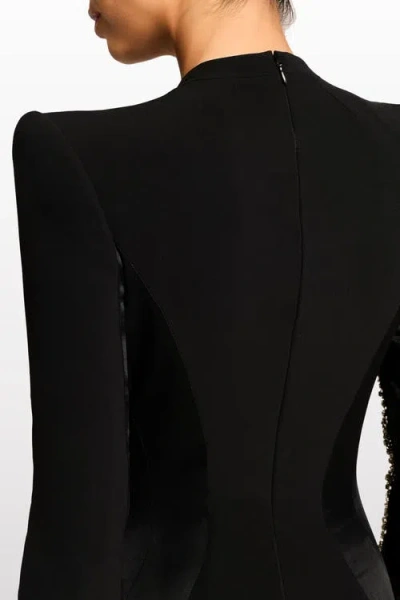 Jenny Packham Ghost Orchid Embellished Long-sleeve Maxi Dress In Black