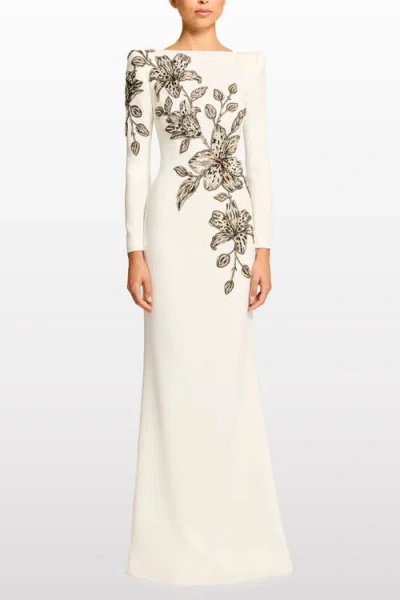Jenny Packham Slipper Orchid Floral-embellished Maxi Dress In White