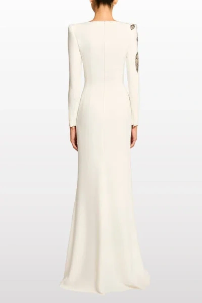 Jenny Packham Slipper Orchid Floral-embellished Maxi Dress In White