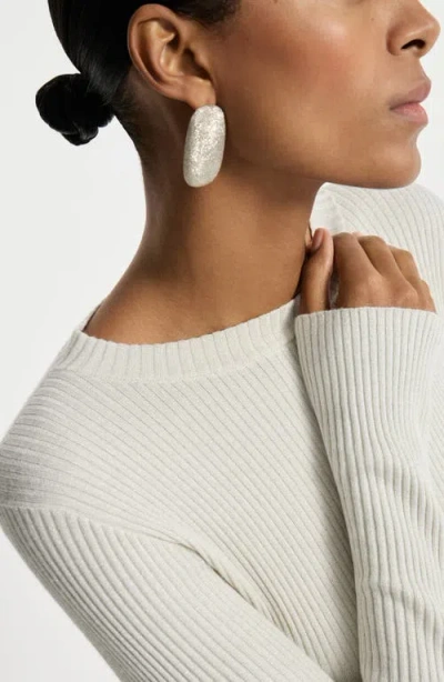 Brunello Cucinelli Cashmere And Silk Sparkling Sweater In White