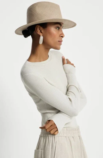 Brunello Cucinelli Cashmere And Silk Sparkling Sweater In White