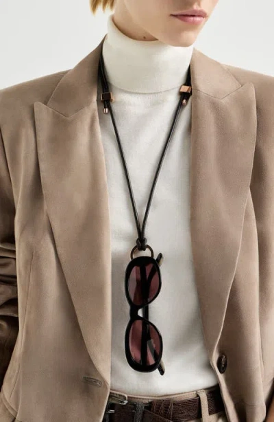 Brunello Cucinelli Glasses Cord With Monili In Black