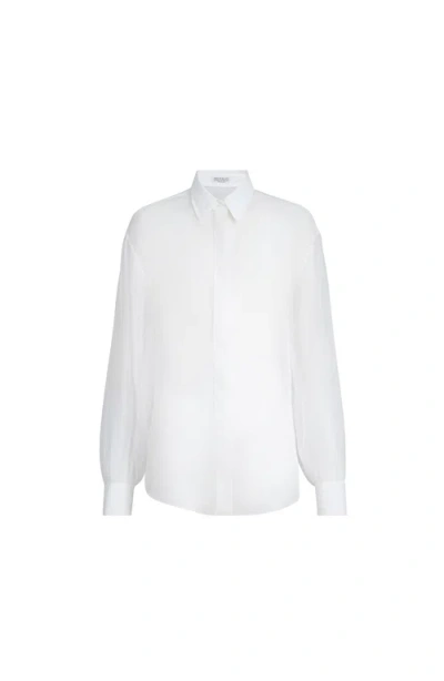 Brunello Cucinelli Monili-detail Silk Shirt In White