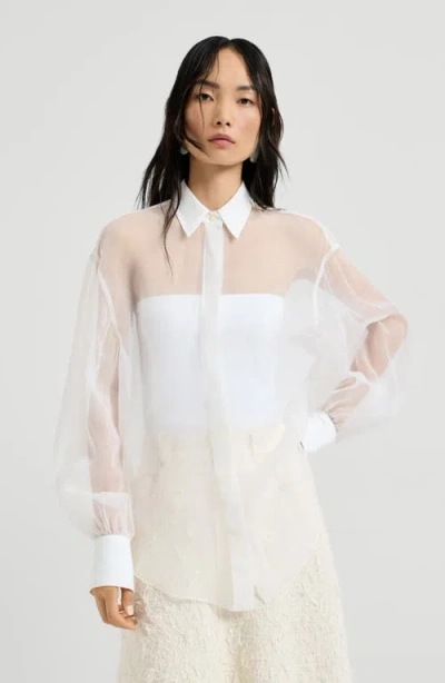 Brunello Cucinelli Monili-detail Silk Shirt In White