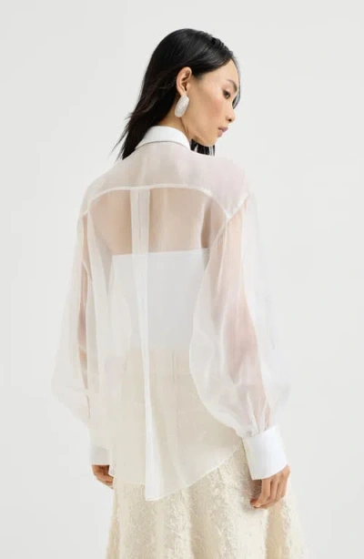 Brunello Cucinelli Monili-detail Silk Shirt In White