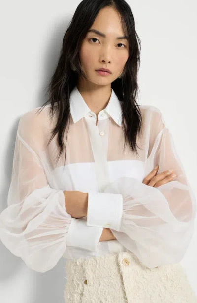 Brunello Cucinelli Monili-detail Silk Shirt In White