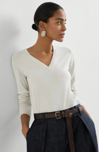 Brunello Cucinelli Cashmere-blend V-neck Jumper In Gray