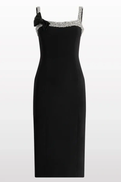 Jenny Packham Lucy Crystal-embellished Bow Midi Dress In Black