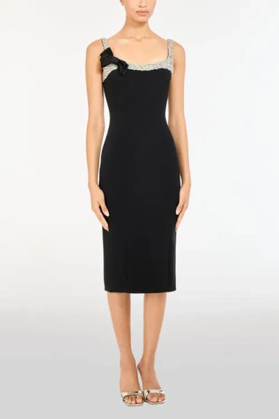 Jenny Packham Lucy Crystal-embellished Bow Midi Dress In Black