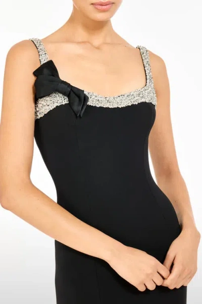 Jenny Packham Lucy Crystal-embellished Bow Midi Dress In Black