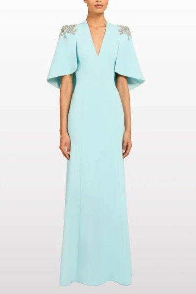 Jenny Packham Star Shower Rhinestone-embellished Maxi Dress In Blue