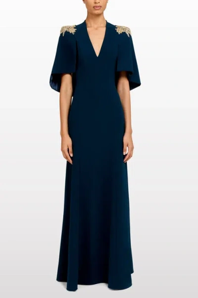 Jenny Packham Star Shower Rhinestone-embellished Maxi Dress In Blue