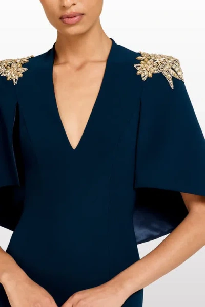 Jenny Packham Star Shower Rhinestone-embellished Maxi Dress In Blue