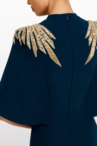 Jenny Packham Star Shower Rhinestone-embellished Maxi Dress In Blue