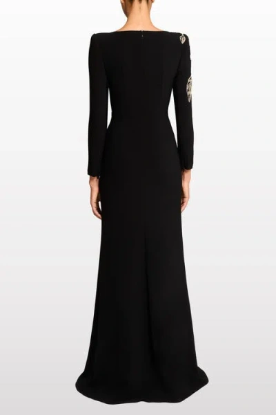 Jenny Packham Slipper Orchid Floral-embellished Maxi Dress In Black