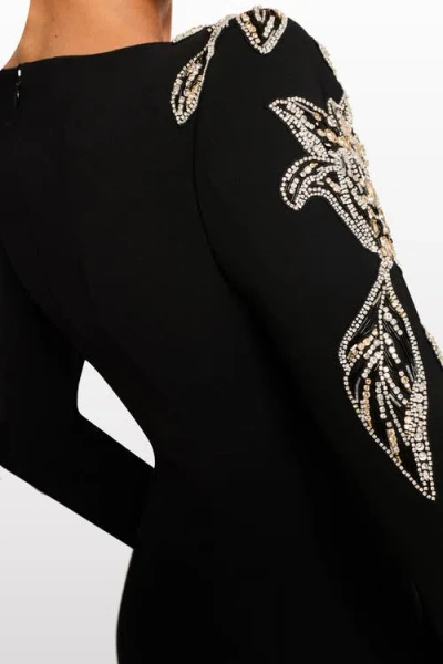 Jenny Packham Slipper Orchid Floral-embellished Maxi Dress In Black